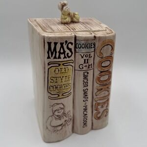 Treasure Craft Cookie Jar Cookbook Style Vintage Ma's Old Style USA Chef Lid